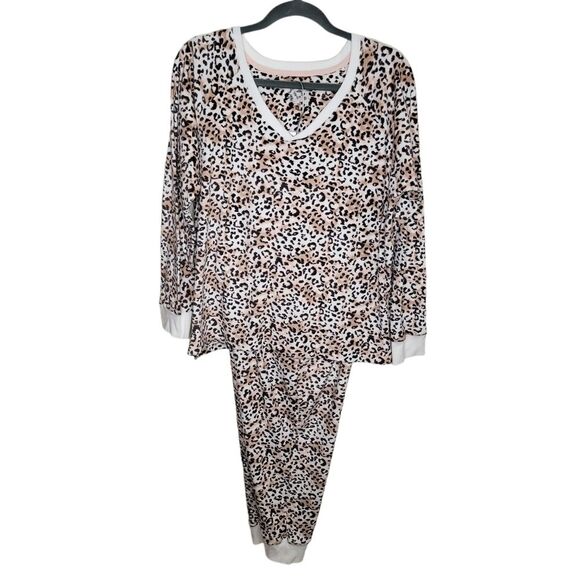 Cuddl Duds cheetah print 2 piece pajama lounge set Large - Picture 1 of 8